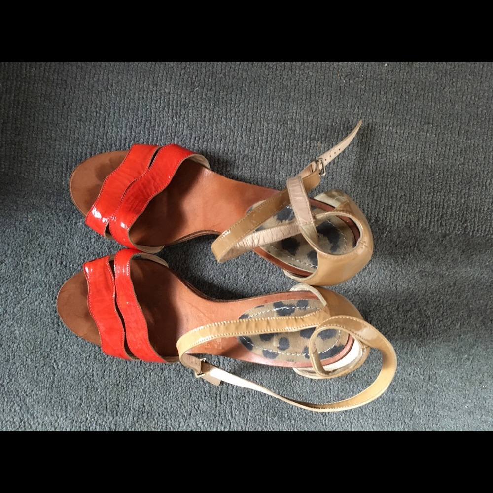 Rebecca Taylor red / leopard / sneak heel shoes
